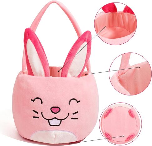 JOYIN 3 Plush Easter Baskets 12.8"x8.7" Cute Bunny & Chicken & Sheep Basket with Handles for Baby Kids Easter Egg Hunting, Party Supplies, Decorations, Gifts in Saudi Arabia