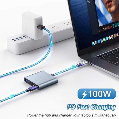 محول VIENON USB C إلى HDMI متعدد المنافذ، محور USB C، محول USB C إلى USB مع 4K HDMI+ USB 3.0 5 جيجابت في الثانية + 100 واط توصيل الطاقة، دونجل USB C لأجهزة iPhone 15، Samsung، MacBook، iPad pro، Chromebook، Dell، المزيد in Kuwait