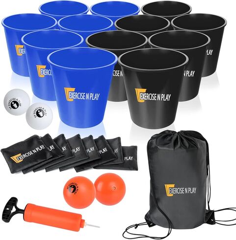 12 قطعة من الدلاء والكرات العملاقة مجموعة ألعاب الرمي مع حقيبة حمل، مجموعة ألعاب الرمي للتمرين واللعب مع أكياس الفول للعائلة والأصدقاء وحفلات الزفاف والشاطئ الداخلي والخارجي in Kuwait