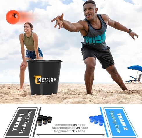 12 قطعة من الدلاء والكرات العملاقة مجموعة ألعاب الرمي مع حقيبة حمل، مجموعة ألعاب الرمي للتمرين واللعب مع أكياس الفول للعائلة والأصدقاء وحفلات الزفاف والشاطئ الداخلي والخارجي in Kuwait