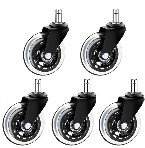 عجلات عجلات لكراسي المكتب مقاس 3 بوصات، وعجلات كروية لكراسي المكتب شديدة التحمل لجميع الأرضيات بما في ذلك الخشب الصلب - بديل مثالي لسجادة أرضية المكتب - نمط الشفرة الدوارة وملاءمة عالمية (مجموعة من 5) in Kuwait