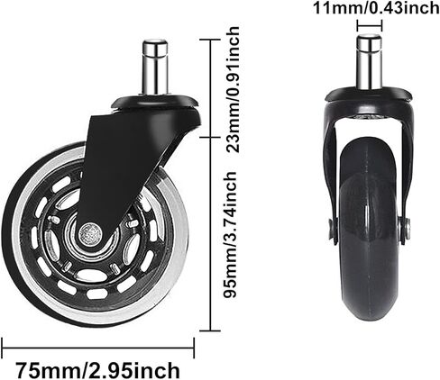 عجلات عجلات لكراسي المكتب مقاس 3 بوصات، وعجلات كروية لكراسي المكتب شديدة التحمل لجميع الأرضيات بما في ذلك الخشب الصلب - بديل مثالي لسجادة أرضية المكتب - نمط الشفرة الدوارة وملاءمة عالمية (مجموعة من 5) in Kuwait