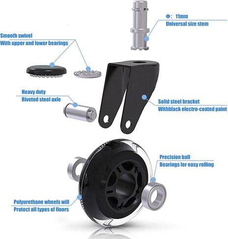 عجلات عجلات لكراسي المكتب مقاس 3 بوصات، وعجلات كروية لكراسي المكتب شديدة التحمل لجميع الأرضيات بما في ذلك الخشب الصلب - بديل مثالي لسجادة أرضية المكتب - نمط الشفرة الدوارة وملاءمة عالمية (مجموعة من 5) in Kuwait