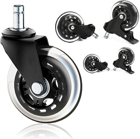 عجلات عجلات لكراسي المكتب مقاس 3 بوصات، وعجلات كروية لكراسي المكتب شديدة التحمل لجميع الأرضيات بما في ذلك الخشب الصلب - بديل مثالي لسجادة أرضية المكتب - نمط الشفرة الدوارة وملاءمة عالمية (مجموعة من 5) in Kuwait