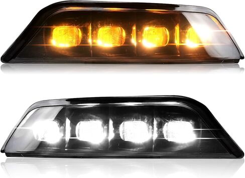 ضوء الضباب الأمامي مناسب لسيارات Ford Mustang 2015-2017 Led أضواء النهار الجري مع مصابيح DRL بيضاء/أجزاء إشارات الانعطاف الكهرمانية وملحقاتها in Kuwait