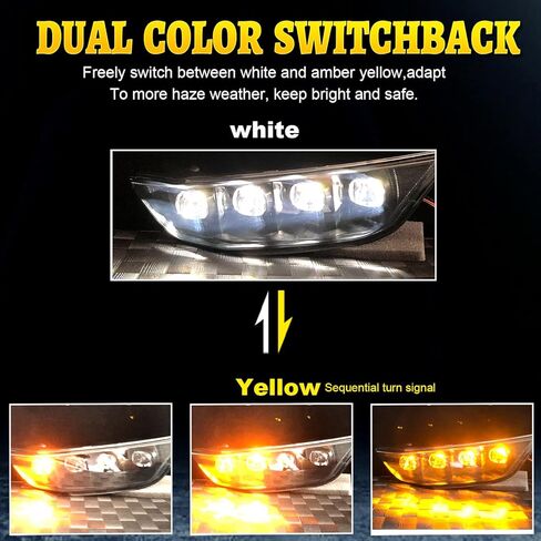 ضوء الضباب الأمامي مناسب لسيارات Ford Mustang 2015-2017 Led أضواء النهار الجري مع مصابيح DRL بيضاء/أجزاء إشارات الانعطاف الكهرمانية وملحقاتها in Kuwait