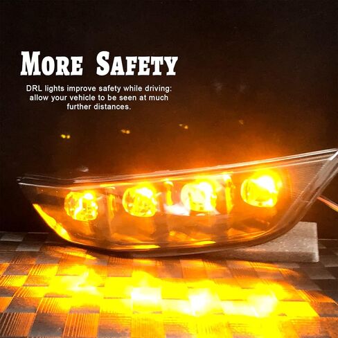 ضوء الضباب الأمامي مناسب لسيارات Ford Mustang 2015-2017 Led أضواء النهار الجري مع مصابيح DRL بيضاء/أجزاء إشارات الانعطاف الكهرمانية وملحقاتها in Kuwait