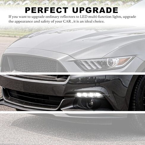 ضوء الضباب الأمامي مناسب لسيارات Ford Mustang 2015-2017 Led أضواء النهار الجري مع مصابيح DRL بيضاء/أجزاء إشارات الانعطاف الكهرمانية وملحقاتها in Kuwait