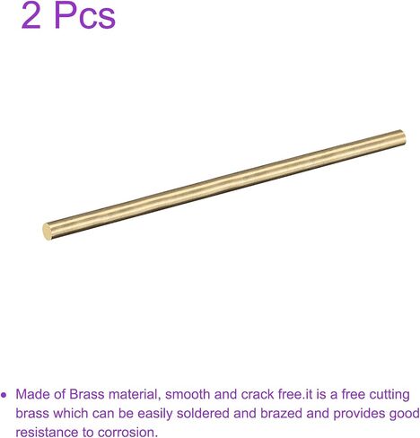 DMiotech 2Pack 6mm x 400mm, Brass Solid Round Rod, Brass Rod Lathe Bar Stock for DIY Craft in Kuwait
