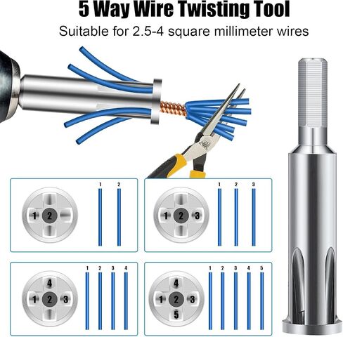أداة تويستر سلكية من SUNJOYCO للمثقاب، أداة تجريد أسلاك الكابلات 3/5 طريقة وإعصار عرقوب 1/4 بوصة، أداة تجريد الأسلاك الكهربائية ومرفق مثقاب كهربائي (3 قطع) in Saudi Arabia