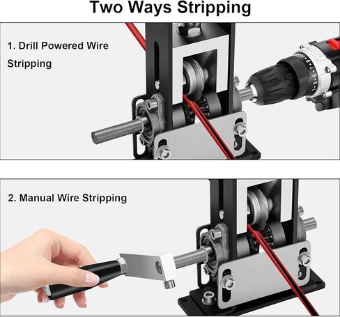 آلة تجريد الأسلاك من كامكستول، أدوات تجريد الأسلاك التي تعمل بالحفر والمثبتة يدويًا، حجم صغير، سهل الاستخدام، شريط سريع، سلك قياس 0.04 بوصة - 0.8 بوصة للأسلاك النحاسية الخردة، كابل الطاقة in Kuwait