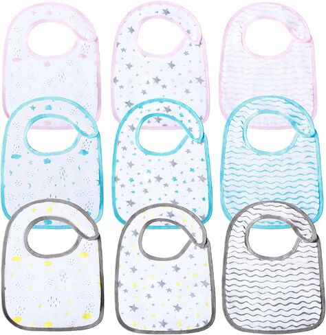 Plushii Baby Bibs Muslin 9-Pack, 100% Cotton Baby Drooling Bibs and Teething Bibs, Newborn Toodler Bibs Unisex for Girls and Boys in Saudi Arabia