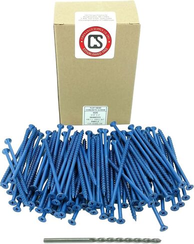 Chenango Supply 3/16 x 4" Phillips Flat Head Concrete Screw Anchor. 100 Pieces with Drill Bit (Miami-Dade Compliant) (3/16 x 4) in Saudi Arabia