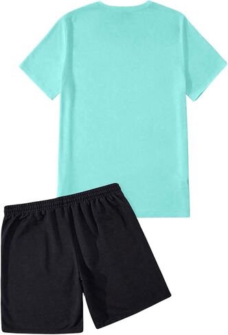GORGLITTER Men's 2 Piece Outfits Graphic Printed Short Sleeve Tee Shirt Drawstring Waist Shorts Tracksuit Set in Saudi Arabia