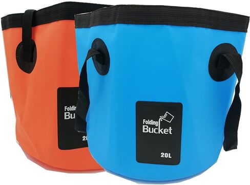 MIZORLIE Collapsible Buckets, Camping Water Storage Container 5 Gallon(20L) Portable Folding Bucket Wash Basin for Travelling Camping Hiking Fishing Boating Gardening (Orange/1Pack) in Kuwait