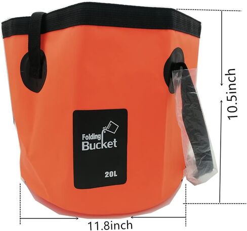 MIZORLIE Collapsible Buckets, Camping Water Storage Container 5 Gallon(20L) Portable Folding Bucket Wash Basin for Travelling Camping Hiking Fishing Boating Gardening (Orange/1Pack) in Kuwait