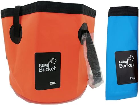 MIZORLIE Collapsible Buckets, Camping Water Storage Container 5 Gallon(20L) Portable Folding Bucket Wash Basin for Travelling Camping Hiking Fishing Boating Gardening (Orange/1Pack) in Kuwait