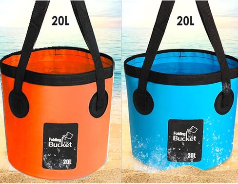 MIZORLIE Collapsible Buckets, Camping Water Storage Container 5 Gallon(20L) Portable Folding Bucket Wash Basin for Travelling Camping Hiking Fishing Boating Gardening (Orange/1Pack) in Kuwait