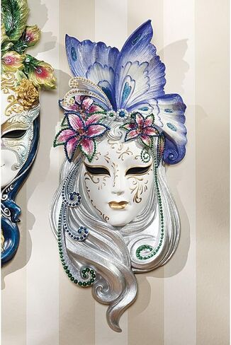 Design Toscano Butterfly Wings Masks of Venice Wall Sculpture, 13 Inch, Polyresin, Full Color in Saudi Arabia