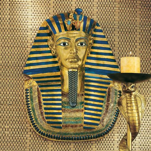 تمثال جداري لقناع تابوت الملك المصري توت عنخ آمون من تصميم توسكانو، ذهبي صناعي، 16.50 سم × 8.50 سم in Saudi Arabia