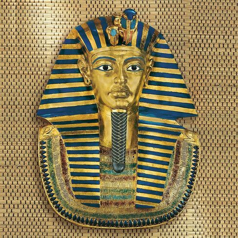 تمثال جداري لقناع تابوت الملك المصري توت عنخ آمون من تصميم توسكانو، ذهبي صناعي، 16.50 سم × 8.50 سم in Saudi Arabia