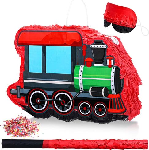 Jenaai 3D small Train Pinatas for Birthday Party with Stick, Blindfold, 16.1 x 11.4 x 3 Inch,Confetti small Train Birthday Themed Party for Girls Boys Birthday Baby Shower Party decorations in Saudi Arabia