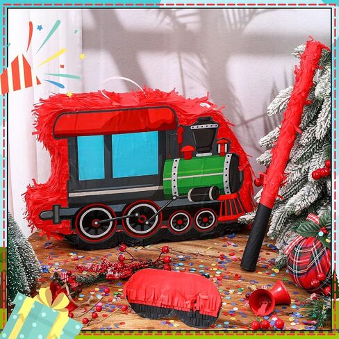 Jenaai 3D small Train Pinatas for Birthday Party with Stick, Blindfold, 16.1 x 11.4 x 3 Inch,Confetti small Train Birthday Themed Party for Girls Boys Birthday Baby Shower Party decorations in Saudi Arabia