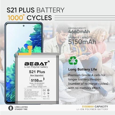 بطارية بديلة من BEBAT لهاتف Samsung Galaxy S21 Plus، بطارية عالية السعة 5150 مللي أمبير في الساعة لهاتف Samsung Galaxy S21+ S21 Plus 5G SM-G996 مع مجموعة أدوات (ليست لـ S21 وS21 Ultra)، EB-BG996ABY in Kuwait