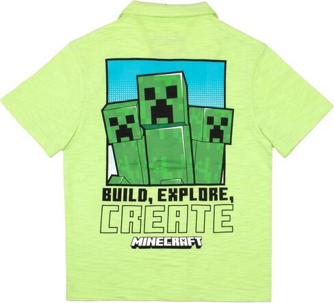 قميص Minecraft Build Explore Create Boys كاجوال بأكمام قصيرة وأزرار سفلية للأطفال والأطفال الصغار in Saudi Arabia