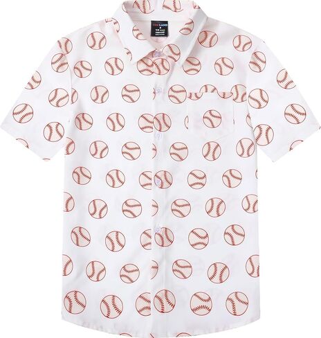 COSLAND Boys' Sports Print Hawaiian Shirt Kids' Novelty Button Down Shirt, X-Small-Large in Kuwait