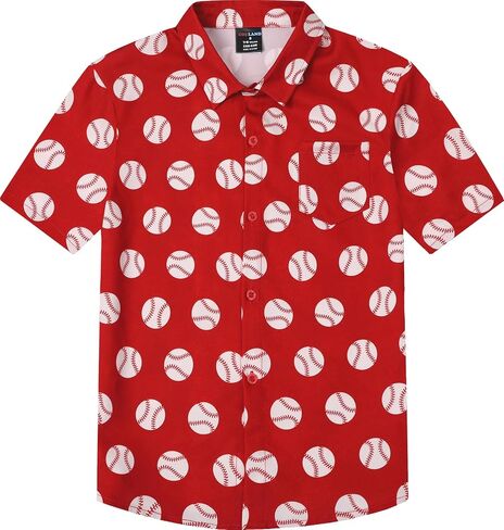 COSLAND Boys' Sports Print Hawaiian Shirt Kids' Novelty Button Down Shirt, X-Small-Large in Kuwait