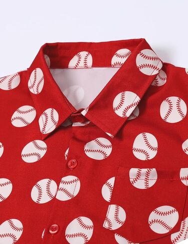COSLAND Boys' Sports Print Hawaiian Shirt Kids' Novelty Button Down Shirt, X-Small-Large in Kuwait