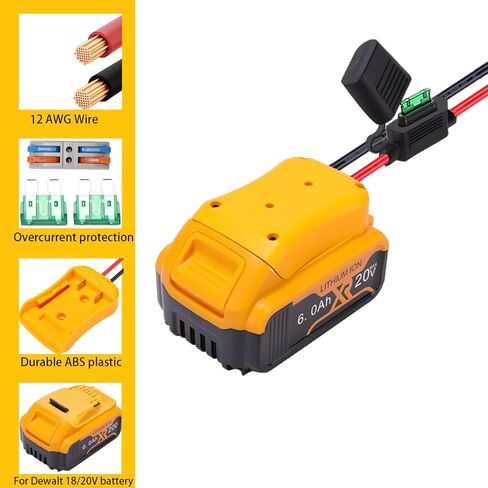 محول عجلة الطاقة لديوالت 20 فولت بطارية أداة الطاقة محولات البطارية بطارية ليثيوم عجلات الطاقة محول البطارية لديوالت مع موصل محول البطارية الصمامات استخدام DIY لألعاب RC 1 حزمة in Kuwait