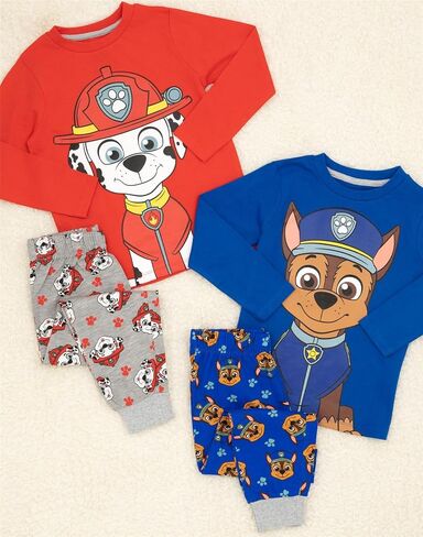 Paw Patrol Pyjamas Kids 2 Pack | Boys Girls Blue Chase And Red Marshall Sets | Long Sleeve Top With Long Bottoms | TV Merch in Saudi Arabia