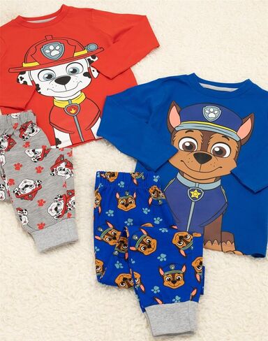 Paw Patrol Pyjamas Kids 2 Pack | Boys Girls Blue Chase And Red Marshall Sets | Long Sleeve Top With Long Bottoms | TV Merch in Saudi Arabia