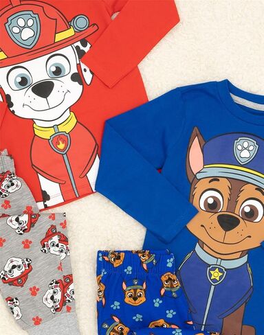 Paw Patrol Pyjamas Kids 2 Pack | Boys Girls Blue Chase And Red Marshall Sets | Long Sleeve Top With Long Bottoms | TV Merch in Saudi Arabia