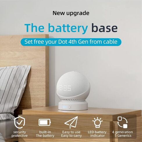 Liboer Battery Base for Echo Dot 5th Generation Make Echo Dot 5 Portable Echo Dot 5th and Home Mini Stand Accessories, Not Including The Speaker (White) in Saudi Arabia