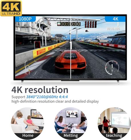 MT-VIKI KVM Switch DisplayPort 4 Port (أحدث إصدار)، 4 في 1 خارج UHD 4K@60 هرتز DP KVM Switcher لـ 4 أجهزة كمبيوتر مشاركة 1 شاشة ولوحة مفاتيح وماوس، مفتاح التشغيل السريع/الزر/سطح المكتب، مع 4 حزم كابلات DP in Kuwait