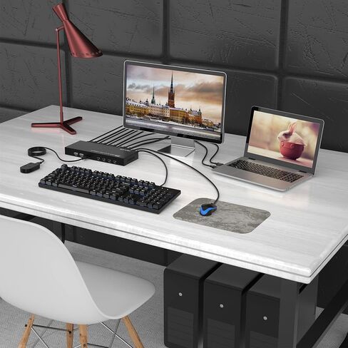 MT-VIKI KVM Switch DisplayPort 4 Port (أحدث إصدار)، 4 في 1 خارج UHD 4K@60 هرتز DP KVM Switcher لـ 4 أجهزة كمبيوتر مشاركة 1 شاشة ولوحة مفاتيح وماوس، مفتاح التشغيل السريع/الزر/سطح المكتب، مع 4 حزم كابلات DP in Kuwait