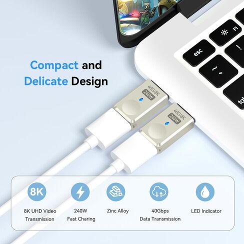 USB C Magnetic Adapter, (2 Pack) Straight Magnetic USB C Adapter 24 Pins with 240w Charge USB4 40Gbps 8K 60Hz for Thunderbolt 3/4, MacBook Pro/Air, Swtich and More Type C Devices in Saudi Arabia
