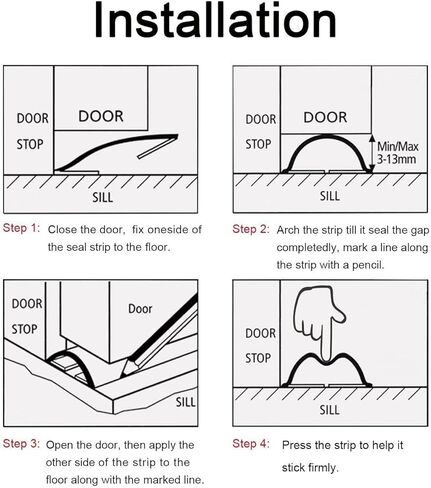 مانع مسودة تحت الباب، مانع مسودة، شريط مطاطي ذاتي اللصق أسفل الباب، شريط عازل للطقس تحت الباب، سدادة فجوة الباب، عازل للصوت، عازل للضوضاء، بطول 39 بوصة (أبيض) in Kuwait