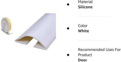 مانع مسودة تحت الباب، مانع مسودة، شريط مطاطي ذاتي اللصق أسفل الباب، شريط عازل للطقس تحت الباب، سدادة فجوة الباب، عازل للصوت، عازل للضوضاء، بطول 39 بوصة (أبيض) in Kuwait