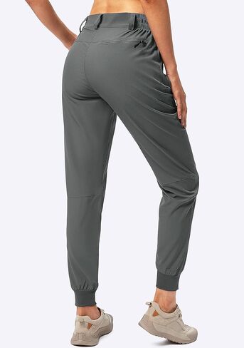 سروال Pudolla النسائي للركض خفيف الوزن للمشي لمسافات طويلة مقاوم للماء للسفر والتخييم والمشي مع جيوب بسحاب (رمادي X-Large) in Kuwait