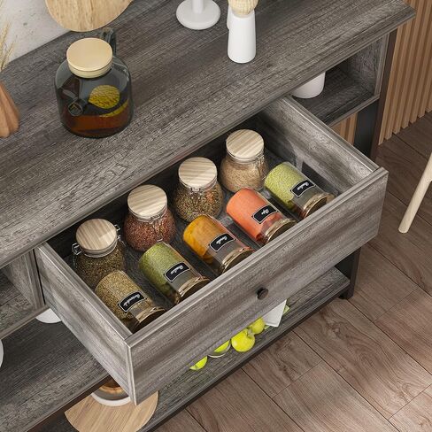 Mexin 47 Inch Console Sofa Table with Drawer, Industrial Entryway Table with Storage Shelves, Storage Organizer for Hallway Living Room Couch Foyer Kitchen Counter, Grey Oak in Saudi Arabia