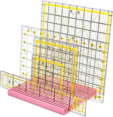 Quilting Ruler Rack - Desktop 20 Slot Ruler Holder Organizer and Storage - Made in USA (Pink) in Saudi Arabia
