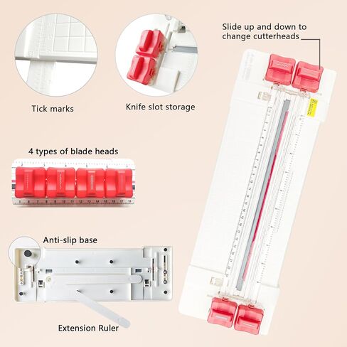 ماكينة تشذيب الورق المنزلقة 4 في 1 مقاس A4 متعددة الوظائف مع جهاز حماية تلقائي للسلامة لقطع المنحنيات، أربعة أوضاع للقطع والمستقيم والمطوي، مناسبة للصور وورق الحرف اليدوية والكوبونات in Kuwait