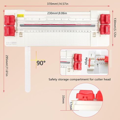 ماكينة تشذيب الورق المنزلقة 4 في 1 مقاس A4 متعددة الوظائف مع جهاز حماية تلقائي للسلامة لقطع المنحنيات، أربعة أوضاع للقطع والمستقيم والمطوي، مناسبة للصور وورق الحرف اليدوية والكوبونات in Kuwait