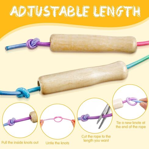 PullCrease 48 Pcs 8.53 ft Adjustable Jump Rope for Kids Rainbow Cotton Jump Rope Bulk Kids Skipping Rope with Wooden Handles Toddler Jumping Rope for Boys Girls Students Preschooler Outdoor Exercise in Saudi Arabia