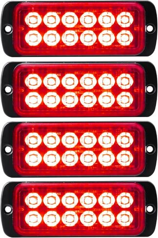 Primelux LED Strobe Lights for Trucks Upgraded 4pcs Sync Emergency Strobe Lights 12-LED Surface Mount Waterproof Flashing Lights for Truck Car Vehicle Hazard Warning light(Amber/White) in Saudi Arabia