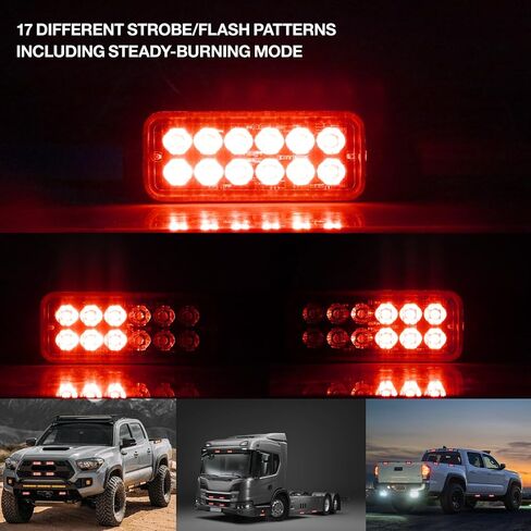 Primelux LED Strobe Lights for Trucks Upgraded 4pcs Sync Emergency Strobe Lights 12-LED Surface Mount Waterproof Flashing Lights for Truck Car Vehicle Hazard Warning light(Amber/White) in Saudi Arabia